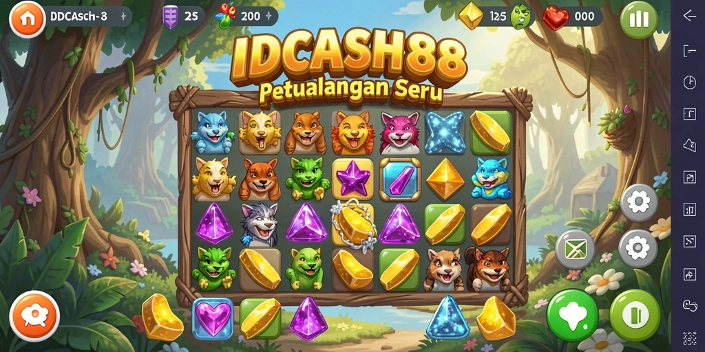 Screenshot utama menampilkan gameplay Match-3 di IDCASH88.