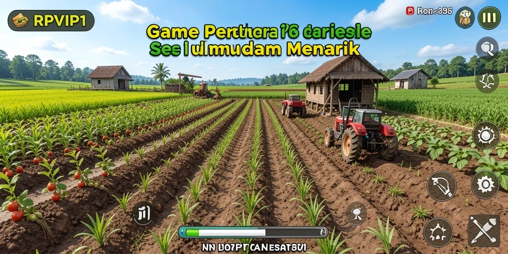 Screenshot menunjukkan gameplay bertani yang interaktif dan menyenangkan.