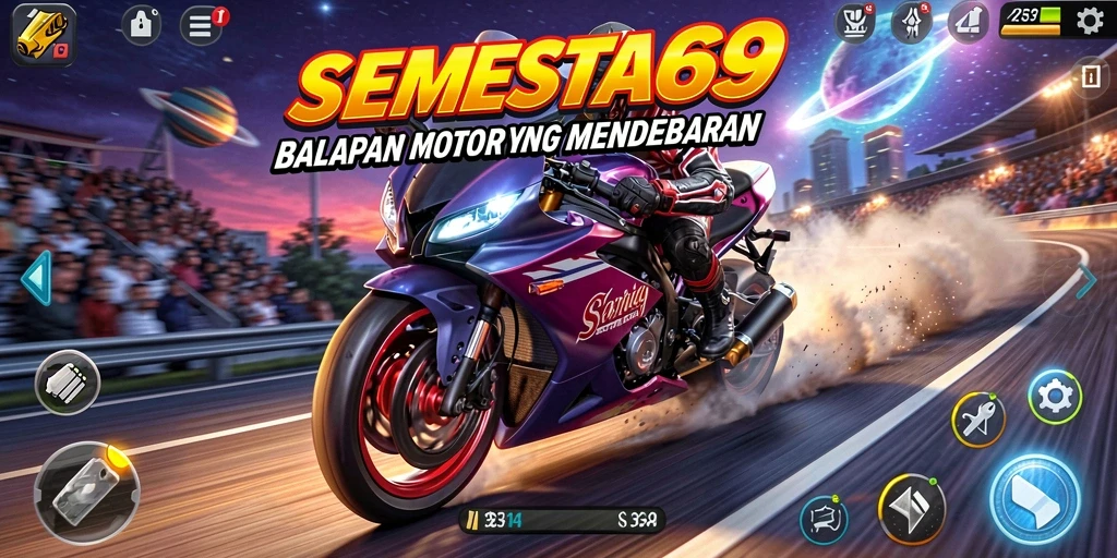 Tampilan screenshot gameplay menampilkan balapan motor yang intens dan mendebarkan.