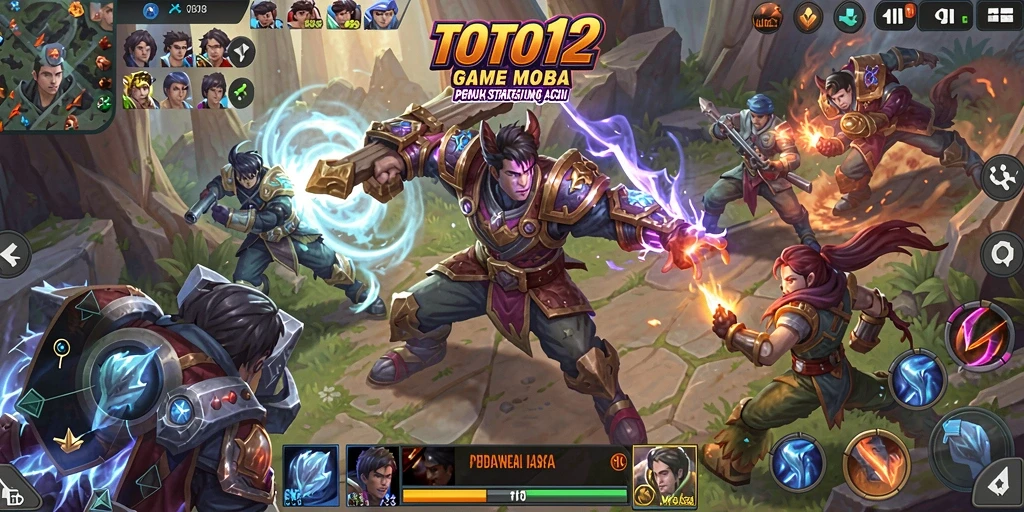 TOTO12 menampilkan aksi pertempuran seru dalam gameplay MOBA.